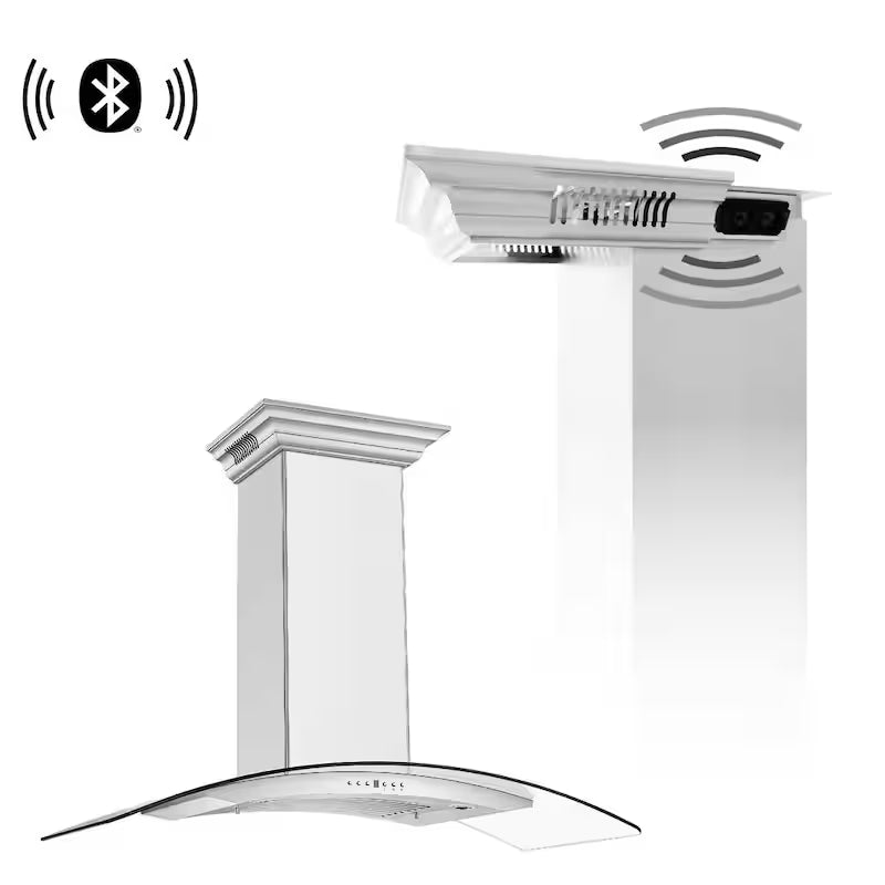 48 in. 400 CFM Ducted Wall Mount Range Hood in Stainless Steel & Glass V45705