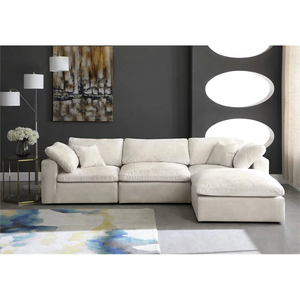 Cream Velvet Modular Sectional W259241