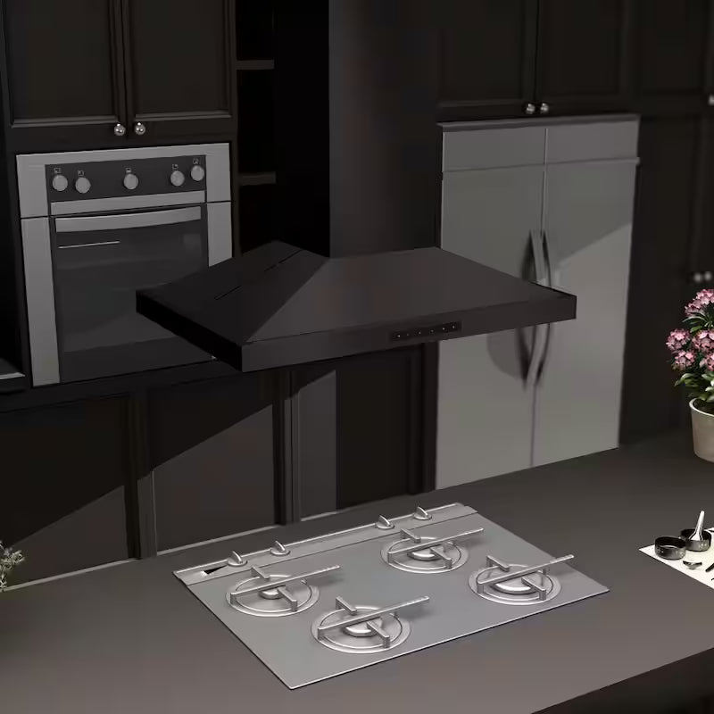 Black Stainless Steel Island Mount Range Hood D57619