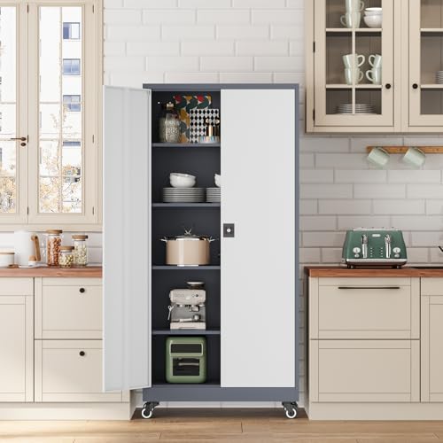 White Metal Rolling Storage Cabinet V63249