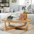 Rattan & Glass Coffee Table with Solid Wood Frame X5204