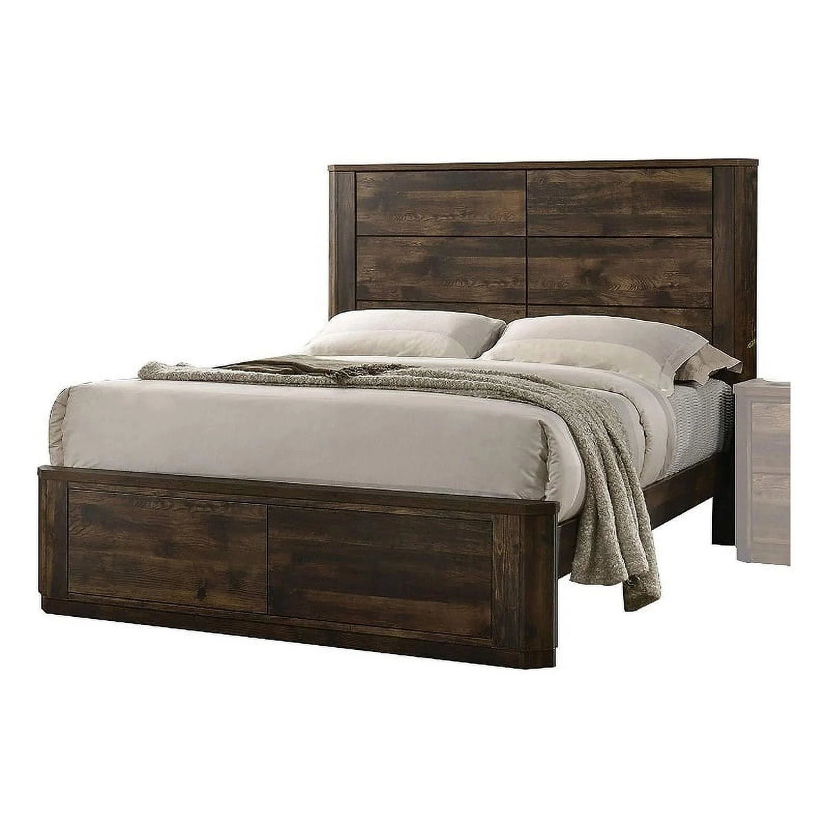 Brown Wooden Eastern King Bed with Paneled Headboard C25189