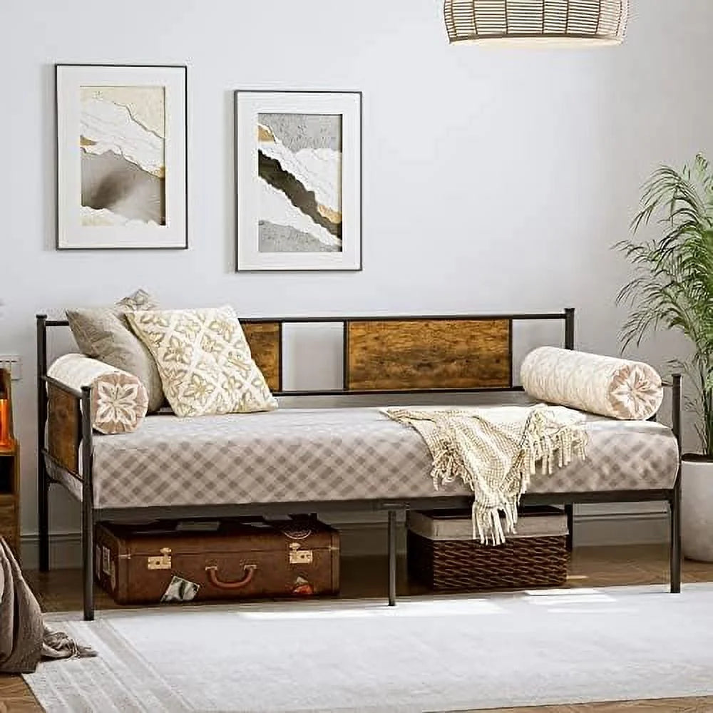 Twin Size Metal Daybed Frame with Steel Slats Support X3395