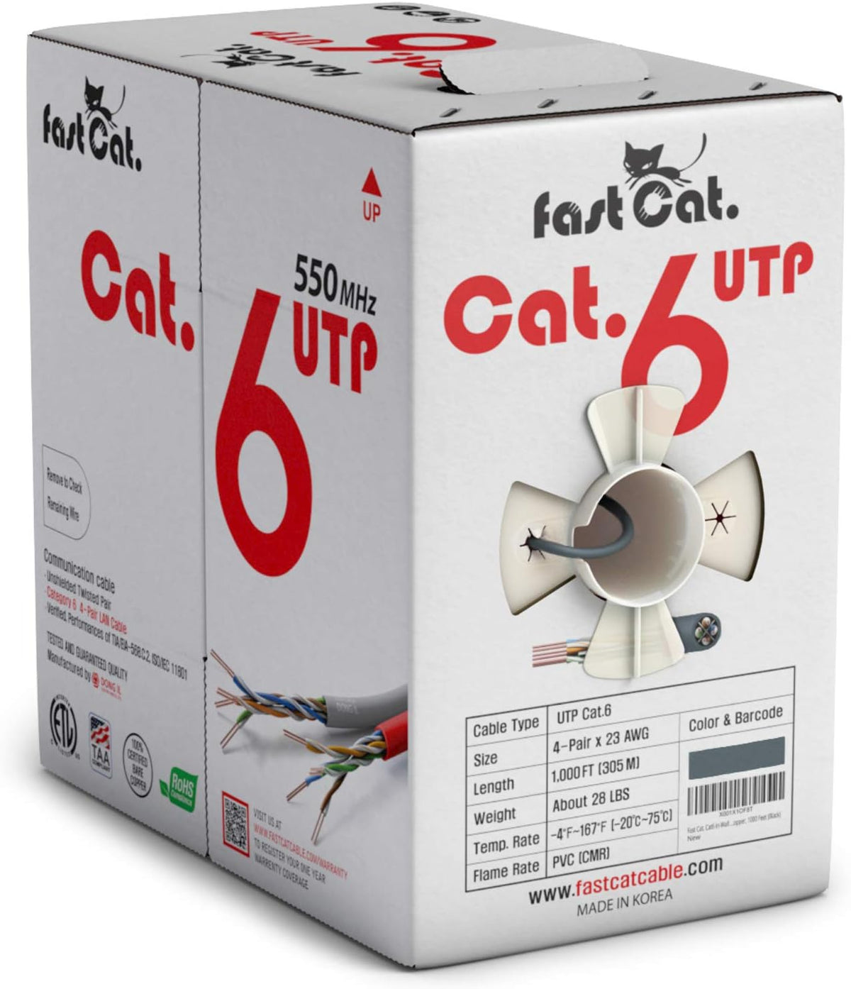 Cat6 Ethernet Cable 1000ft 23 AWG Solid Bare Copper Blue G170987