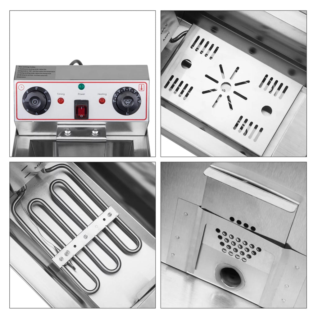 16L Stainless Steel Double Tank Deep Fryer 3400W B1791
