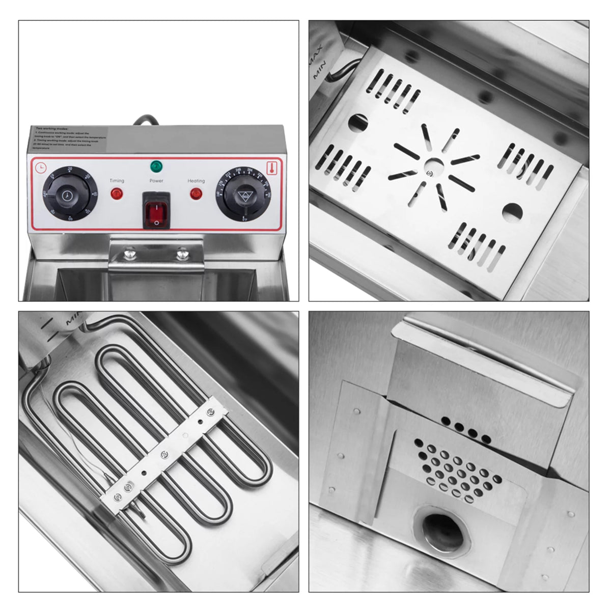 16L Stainless Steel Double Tank Deep Fryer 3400W B1791