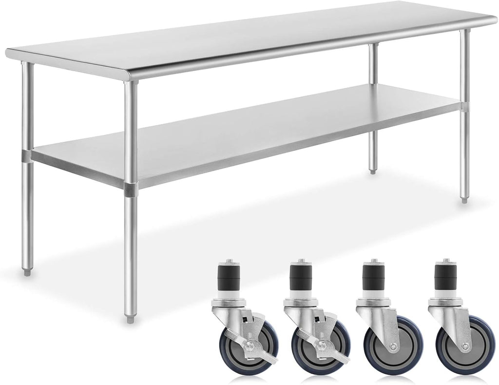 Stainless Steel Commercial Kitchen Prep & Work Table with 4 Casters A616