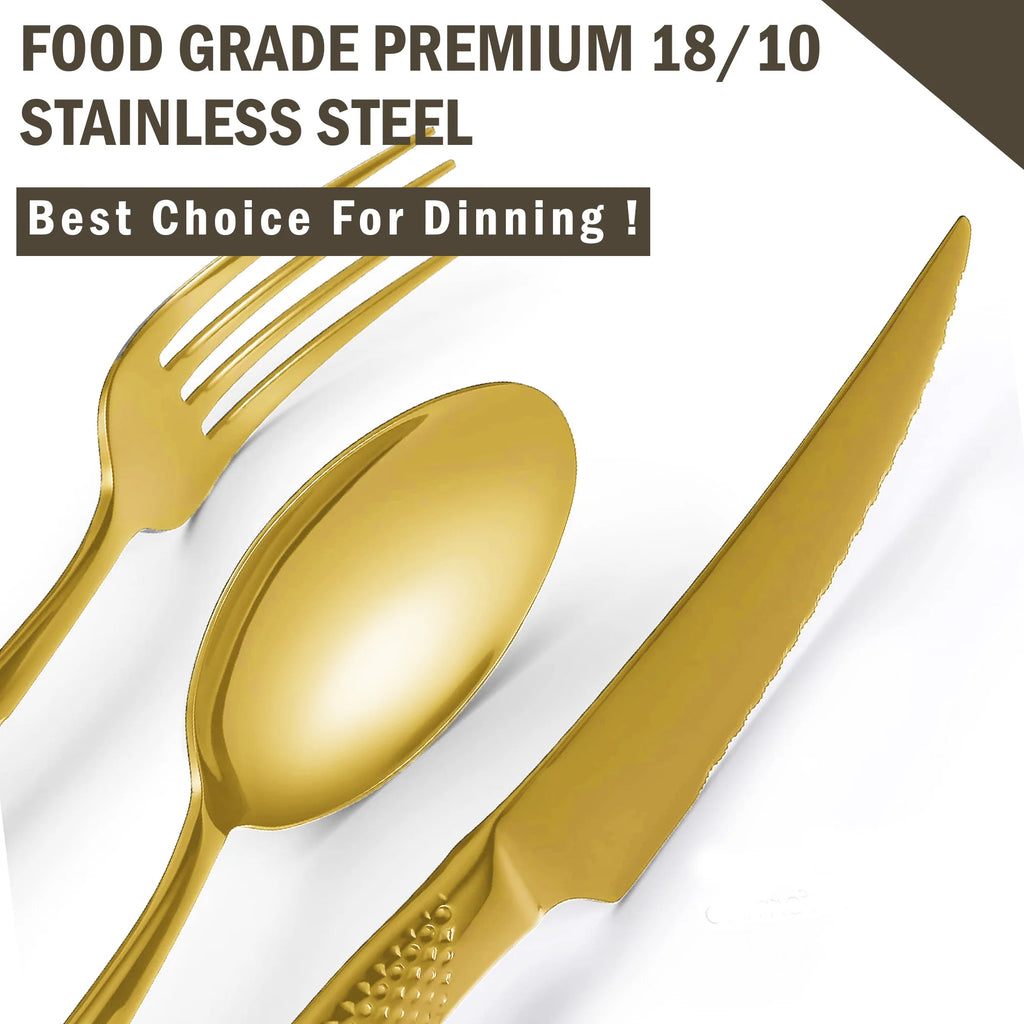 20 Piece Hammered Stainless Steel Flatware Set H47436