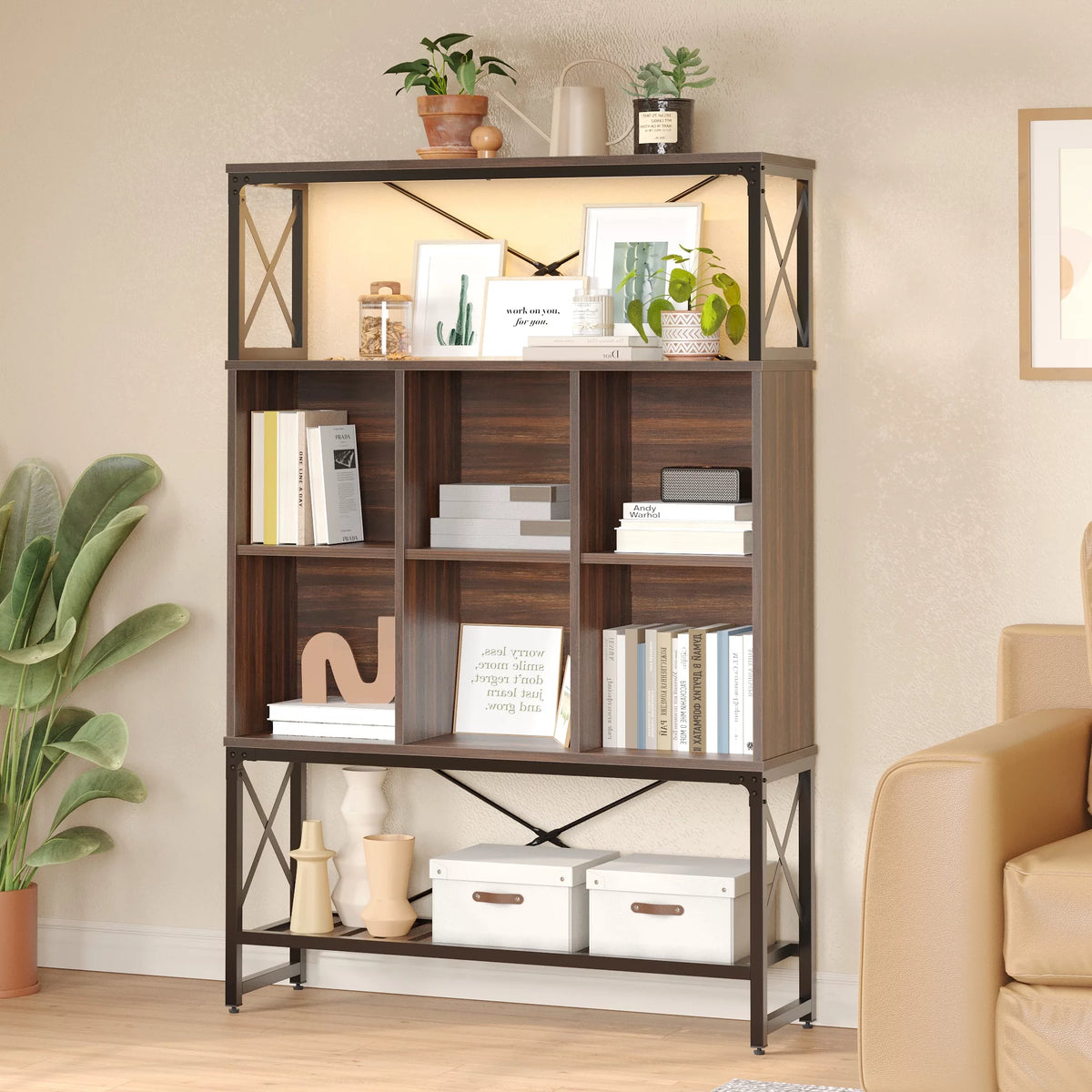 5-Shelf Bookcase with LED Light O656090