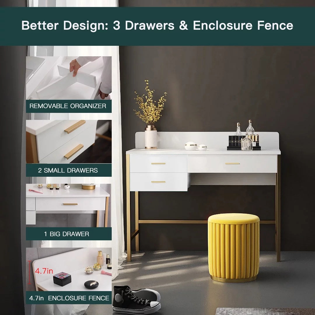 White Vanity Makeup Desk with Drawers M570621