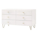 White 6 Drawer Wooden Dresser with Metal Hairpin Legs V240021