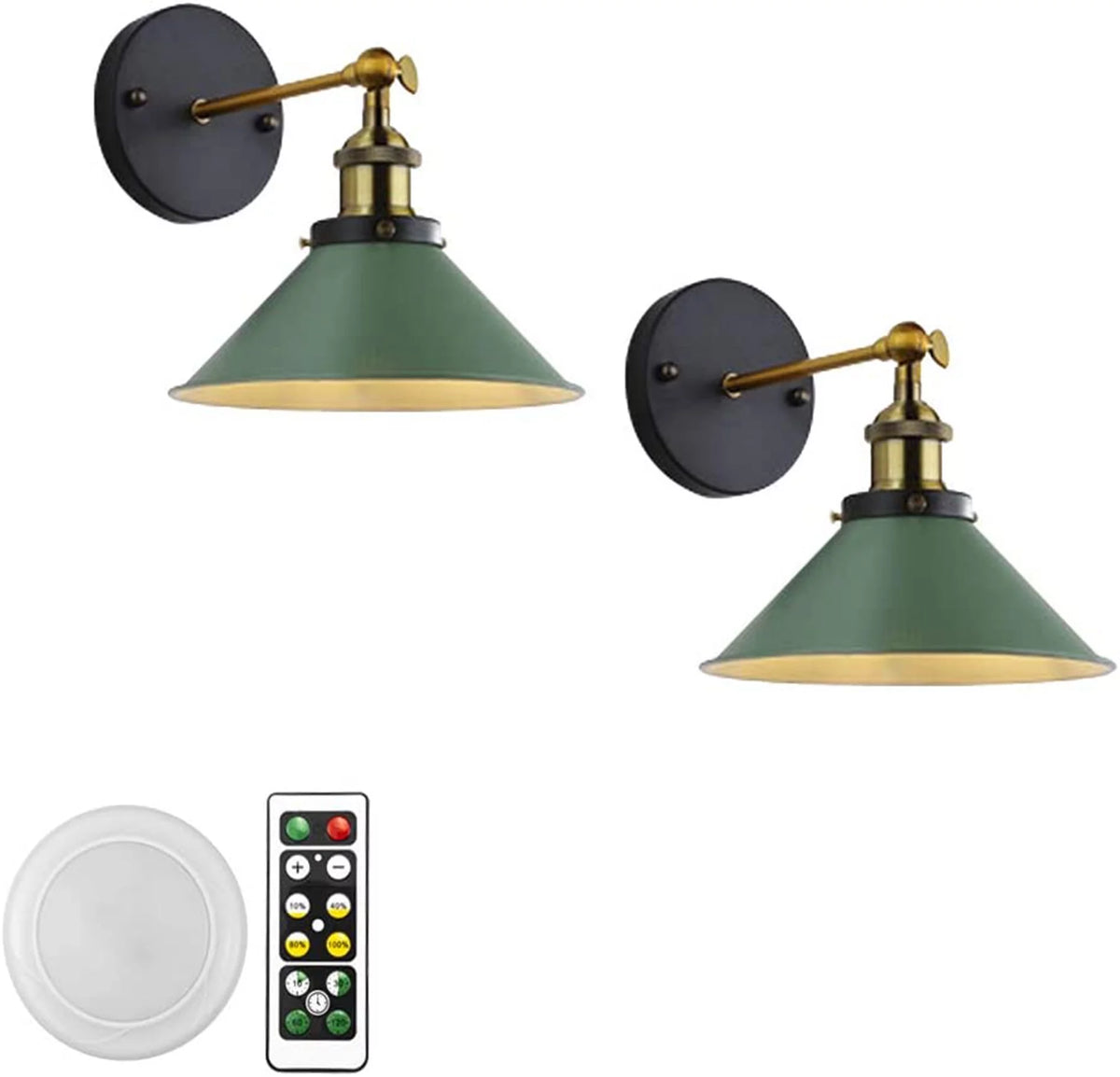 Dark Green 2-Lights Battery Wall Sconce Light Fixture J8631