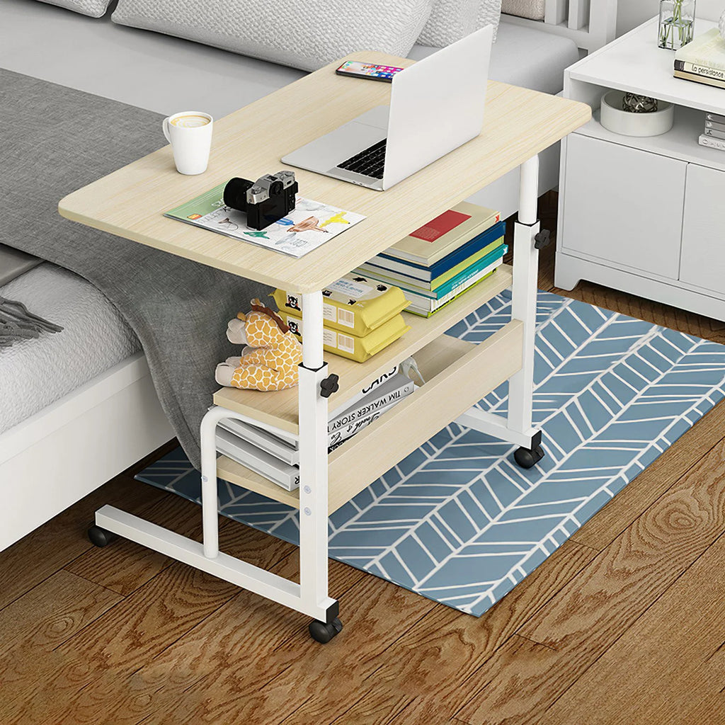 Height Adjustable Mobile Laptop Desk Cart with Lockable Wheels C29081