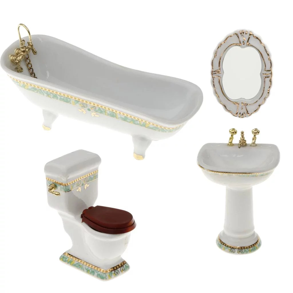 1/12 Scale Mini Furniture Bathtub Toilet Dolls House Accessory W912