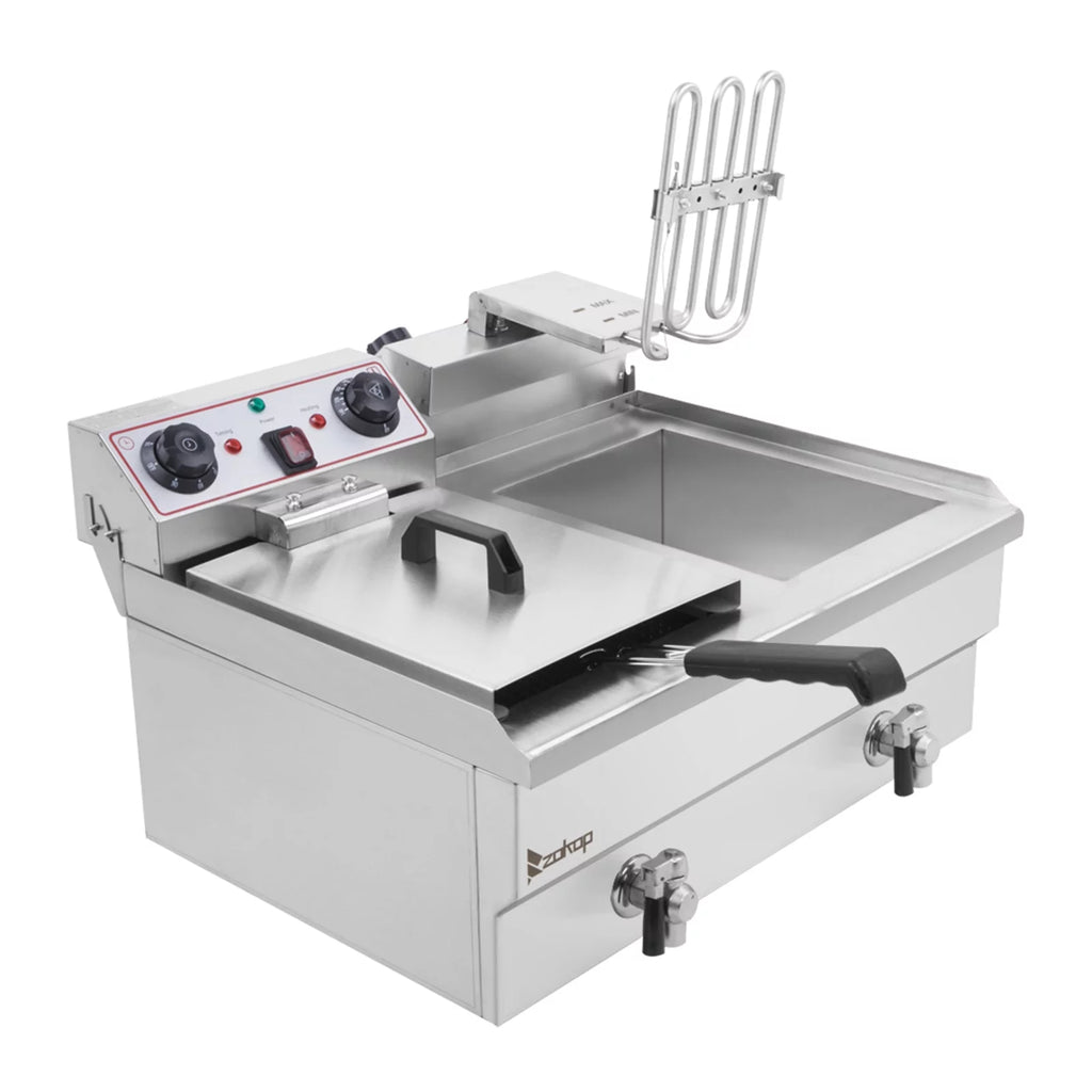 16L Stainless Steel Double Tank Deep Fryer 3400W B1791