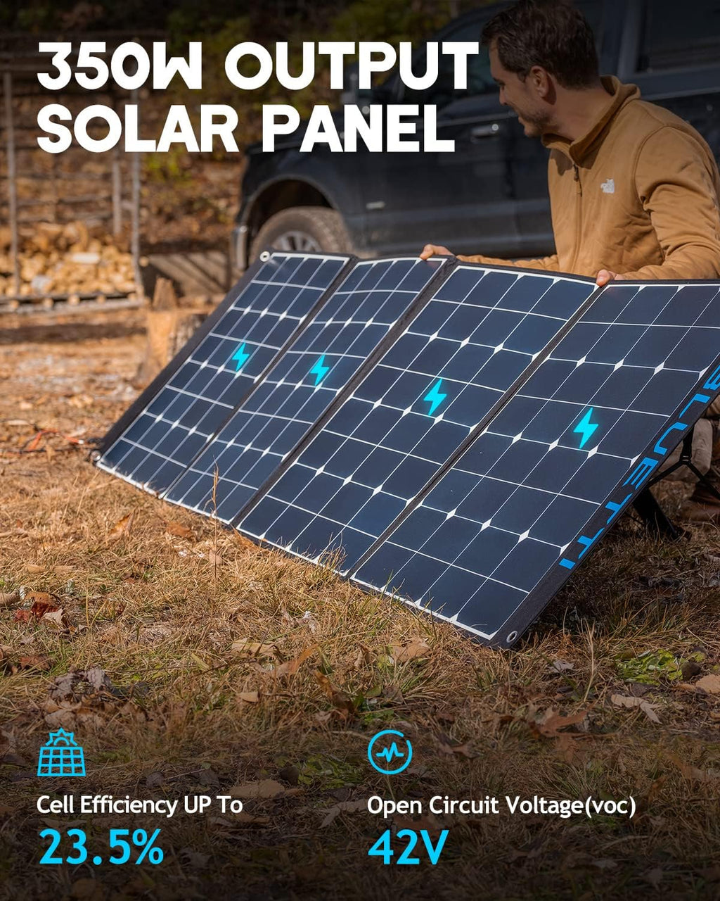 350W Foldable Solar Panel with Adjustable Kickstand B25186