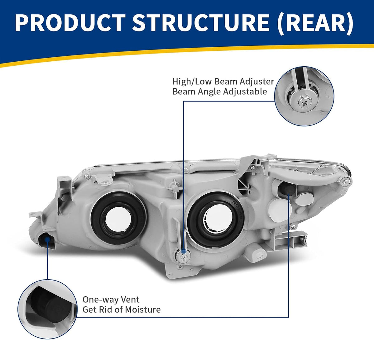 Headlight Assembly with Chrome Housing Clear Lens Q55572