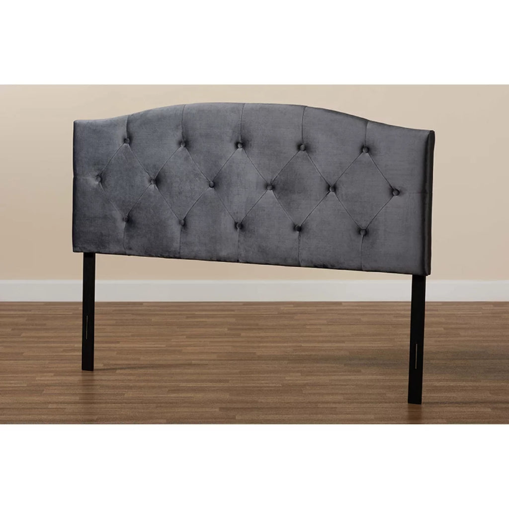 Grey Velvet Upholstered King Size Headboard C46738