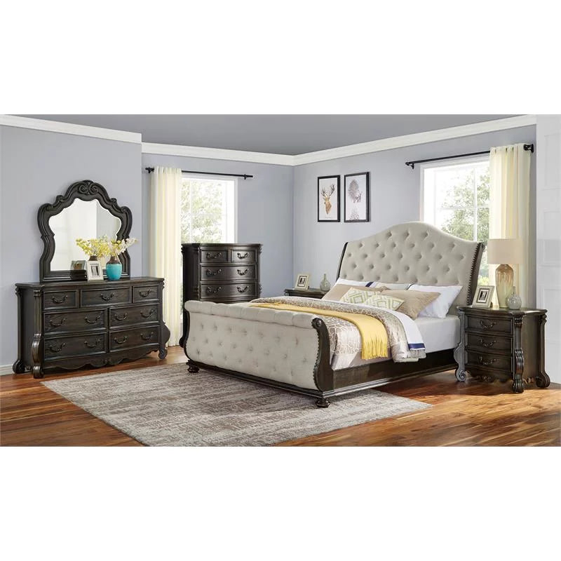 King Wood 6-Piece Sleigh Bedroom Set S331