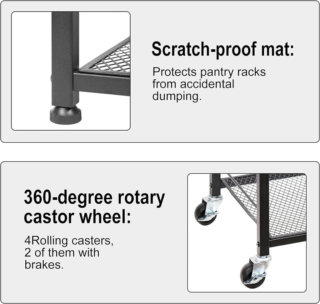 4-Tier Wood Kitchen Baker's Rack on Wheels F929
