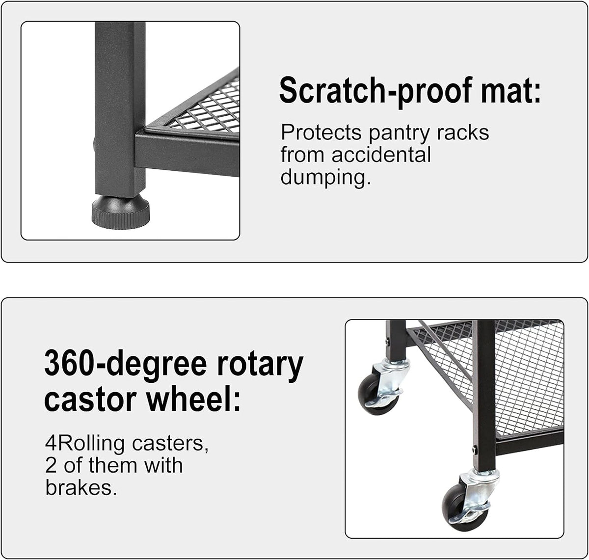 4-Tier Wood Kitchen Baker's Rack on Wheels F929