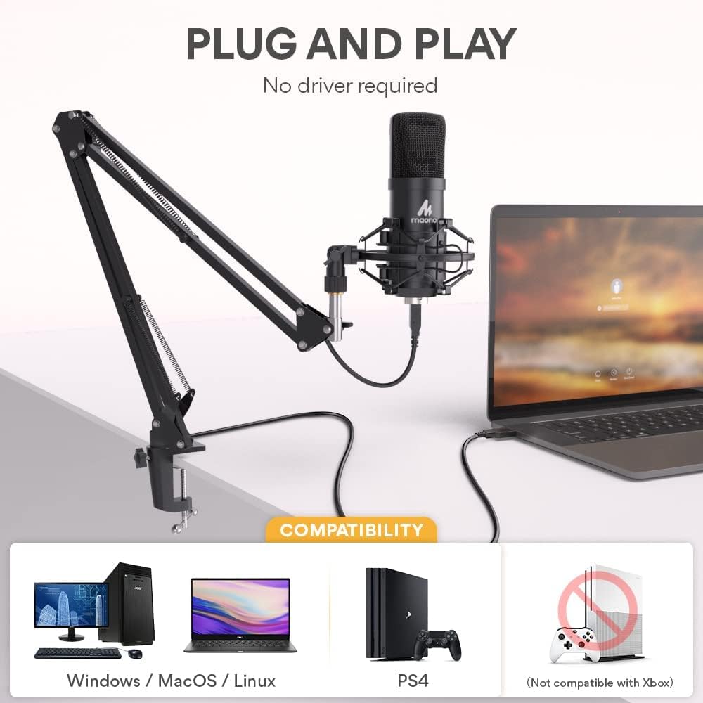 USB Microphone Condenser Cardioid Metal Mic Kit V9833