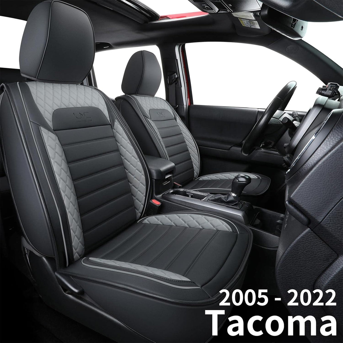 Water Proof Faux Leather Seat Covers, Black & Gray 2 pcs M962
