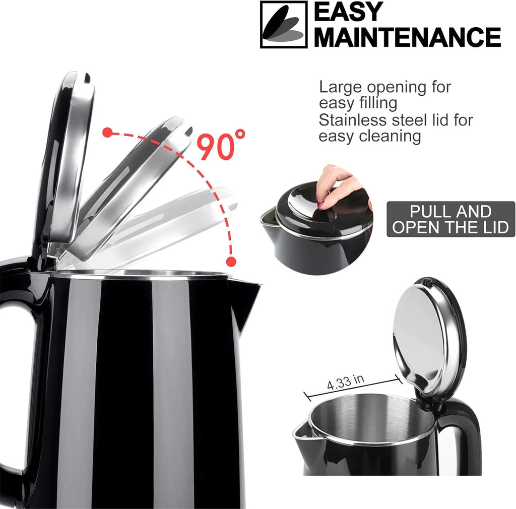 Stainless Steel Double Wall Electric Kettle 1.0L Black A481152