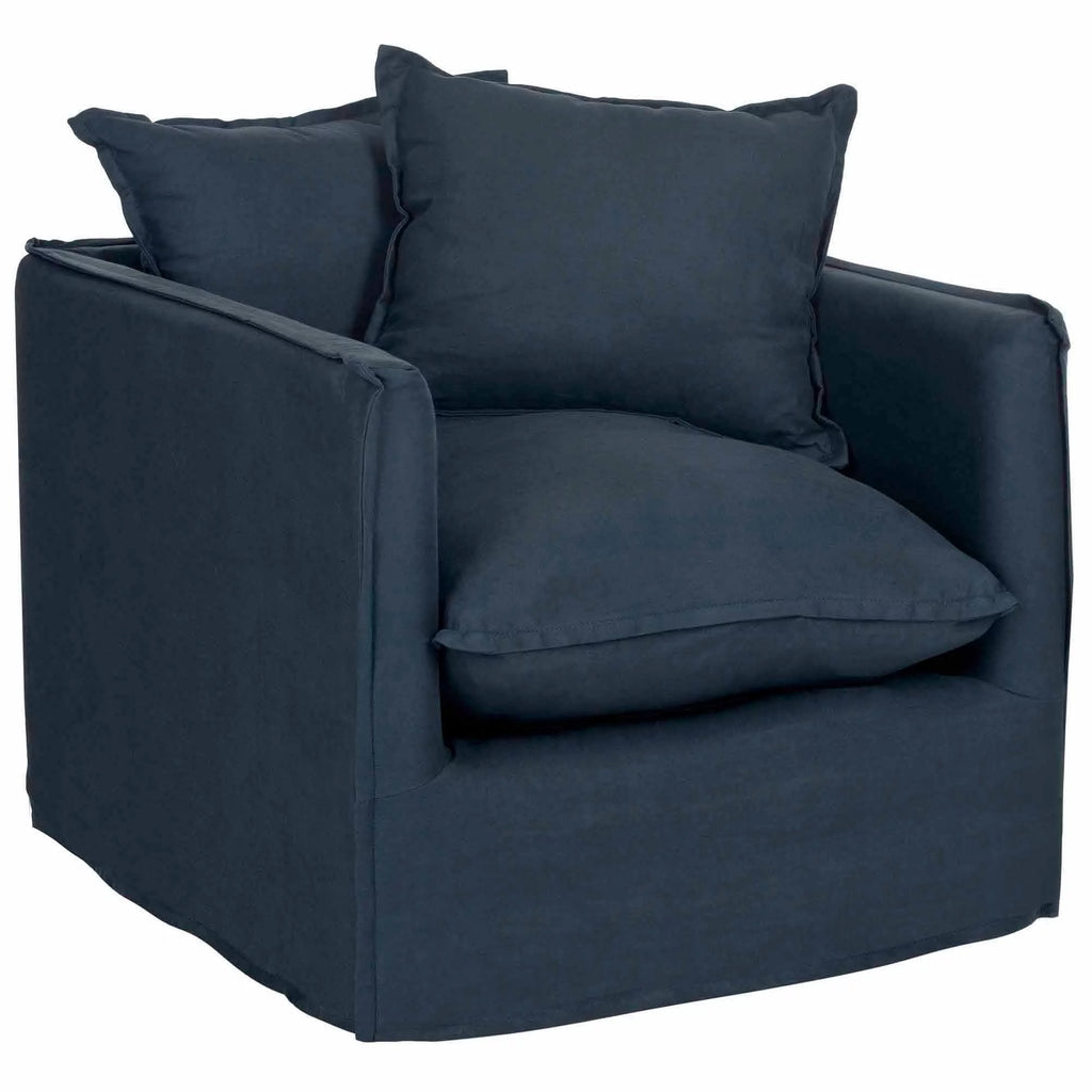 Dark Blue Upholstered Arm Chair W3011