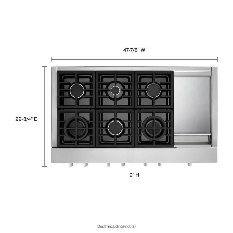 Gas Commercial Cooktop with 6-Burners in Stainless Steel W1845
