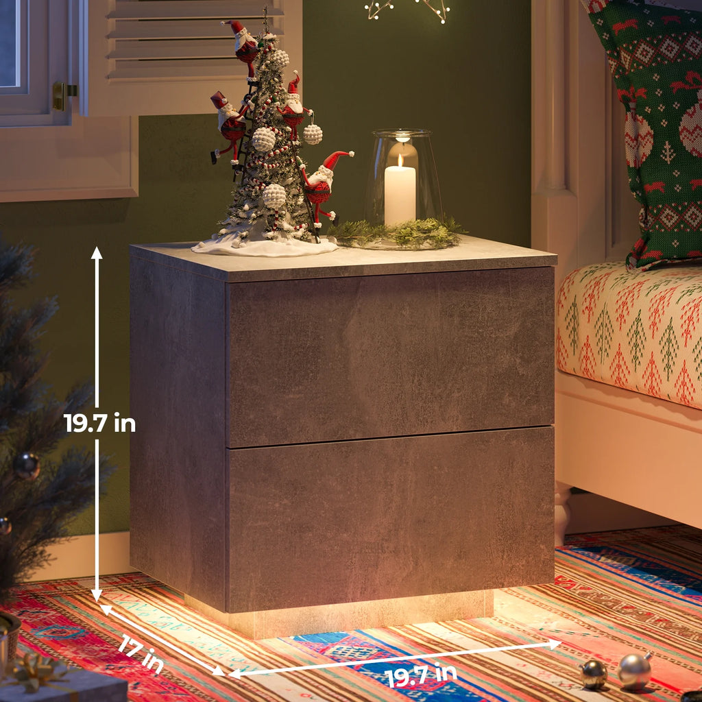 LED Nightstands Set of 2 with 2 Drawers Y891718