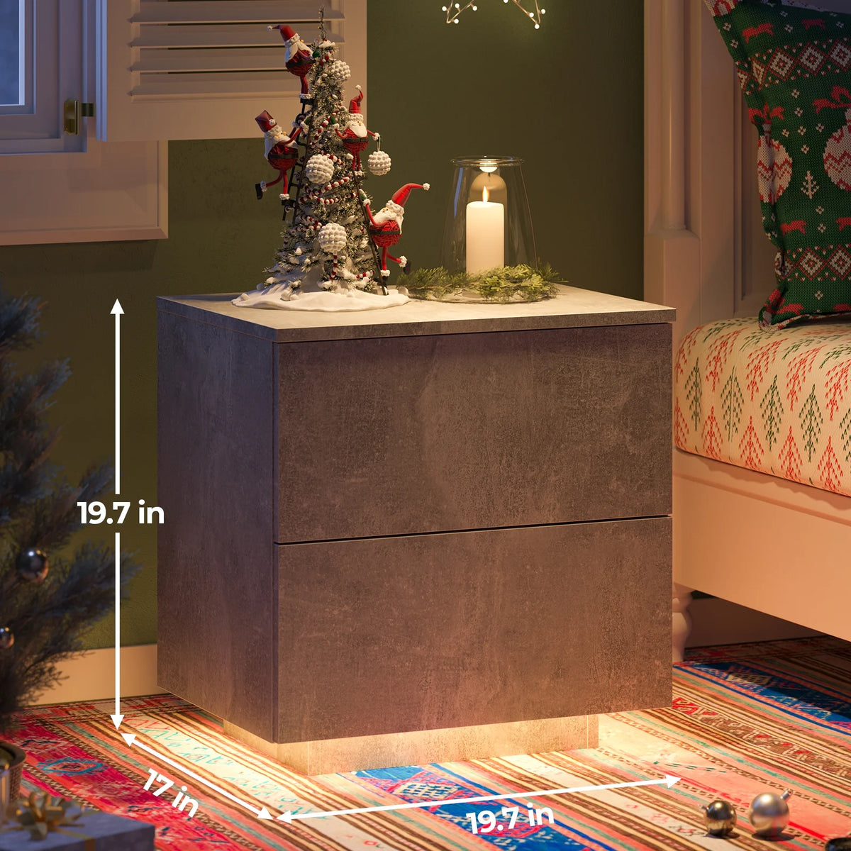 LED Nightstands Set of 2 with 2 Drawers Y891718