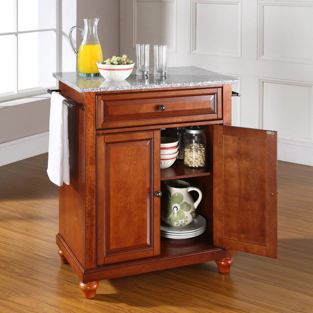 White Wood Portable Kitchen Island J343