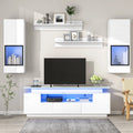 White High Gloss Wall Mounted TV Stand with LED Light Strips C9299