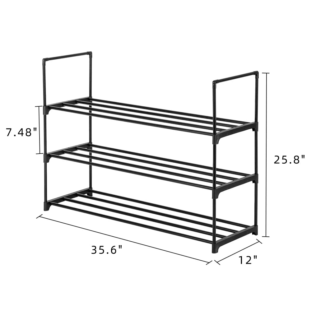 3 Tiers Black Shoe Rack B864386
