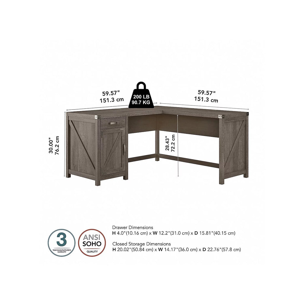 L Shaped Desk with Cabinet U8959