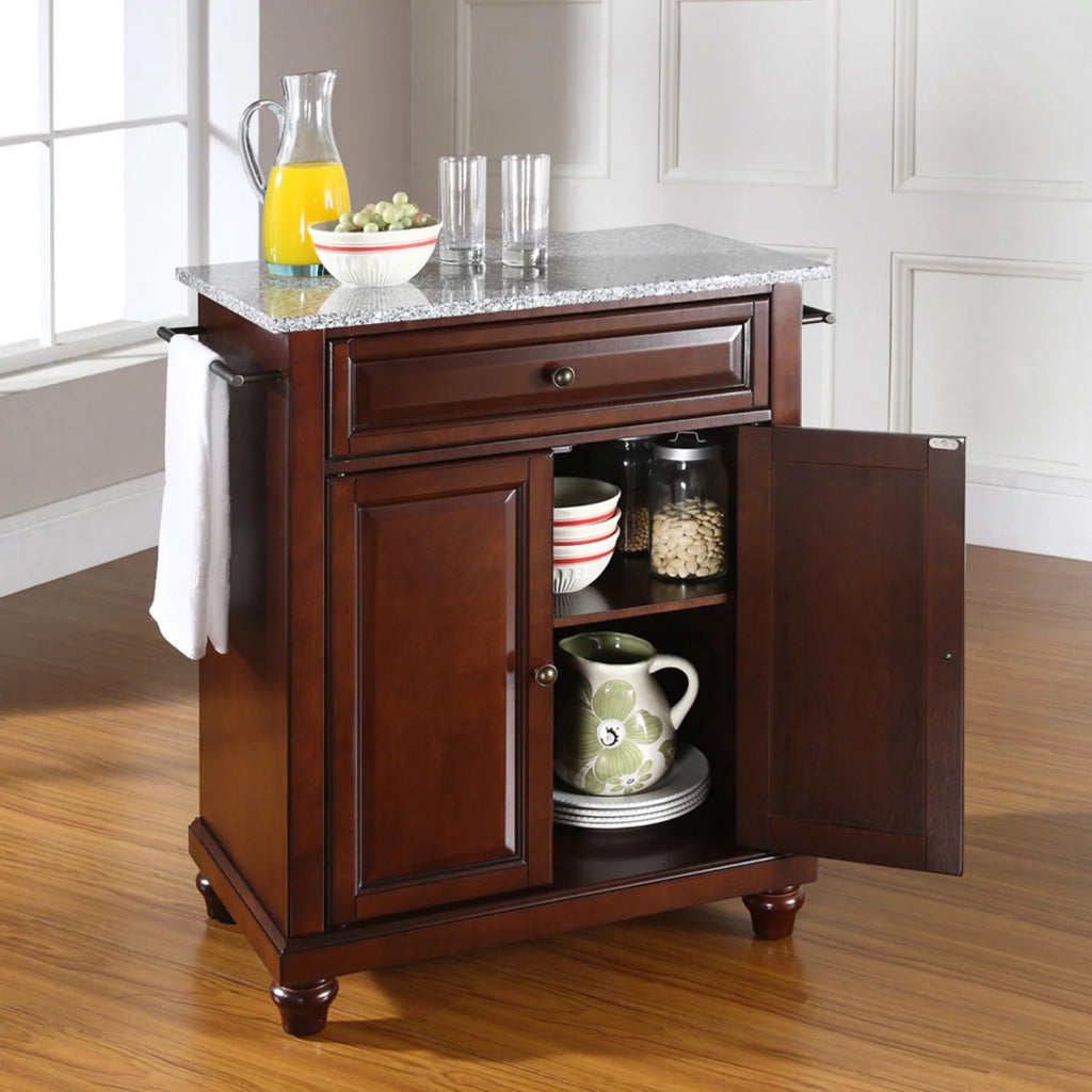 White Wood Portable Kitchen Island J343