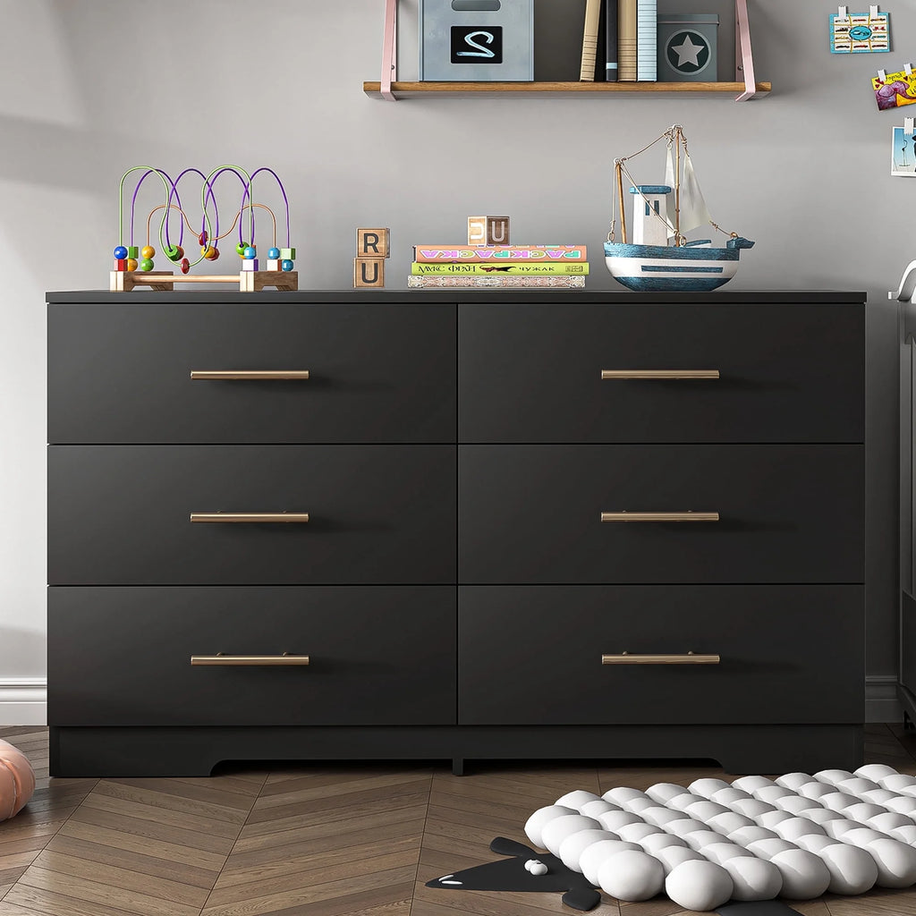 White Wood 6 Drawer Dresser R8754
