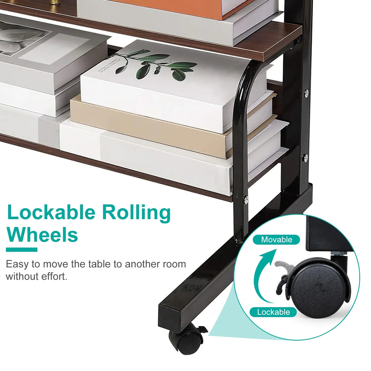 Height Adjustable Mobile Laptop Desk Cart with Lockable Wheels C29081