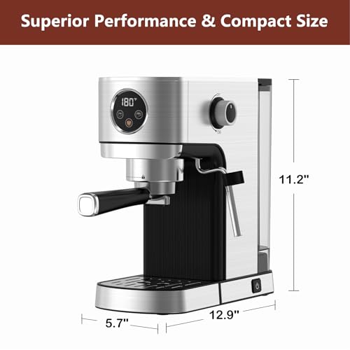 20 Bar Stainless Steel Espresso Machine with Steam Milk Frother H878908