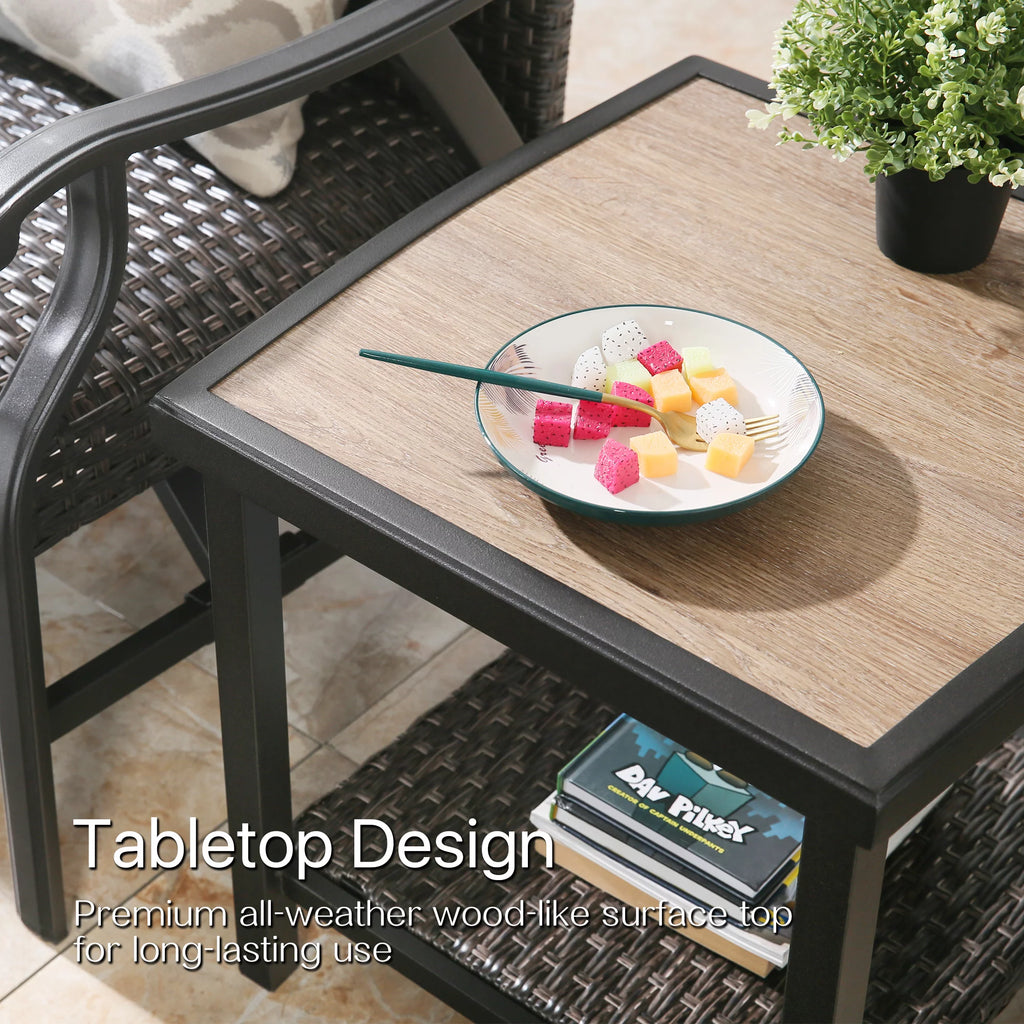 Brown 2-Tier Wicker Side Table H720480