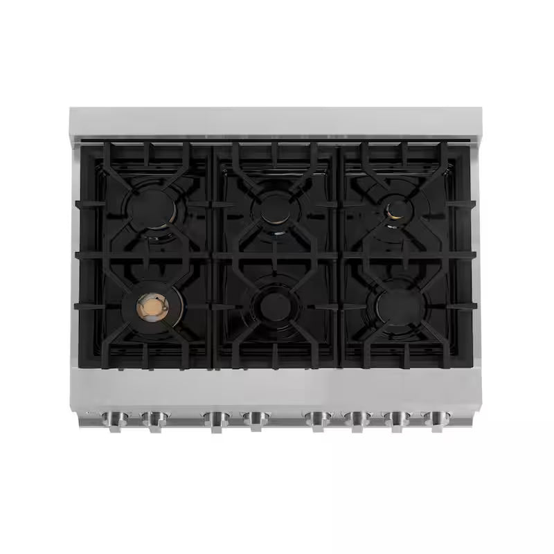 6-Burner Dual Fuel Range with Black Matte Door in Stainless Steel and Polished Gold U955