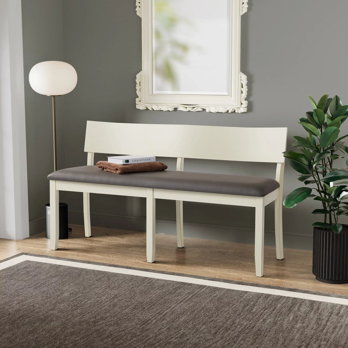 Wood & Faux Leather Dining Height Bench Z6239