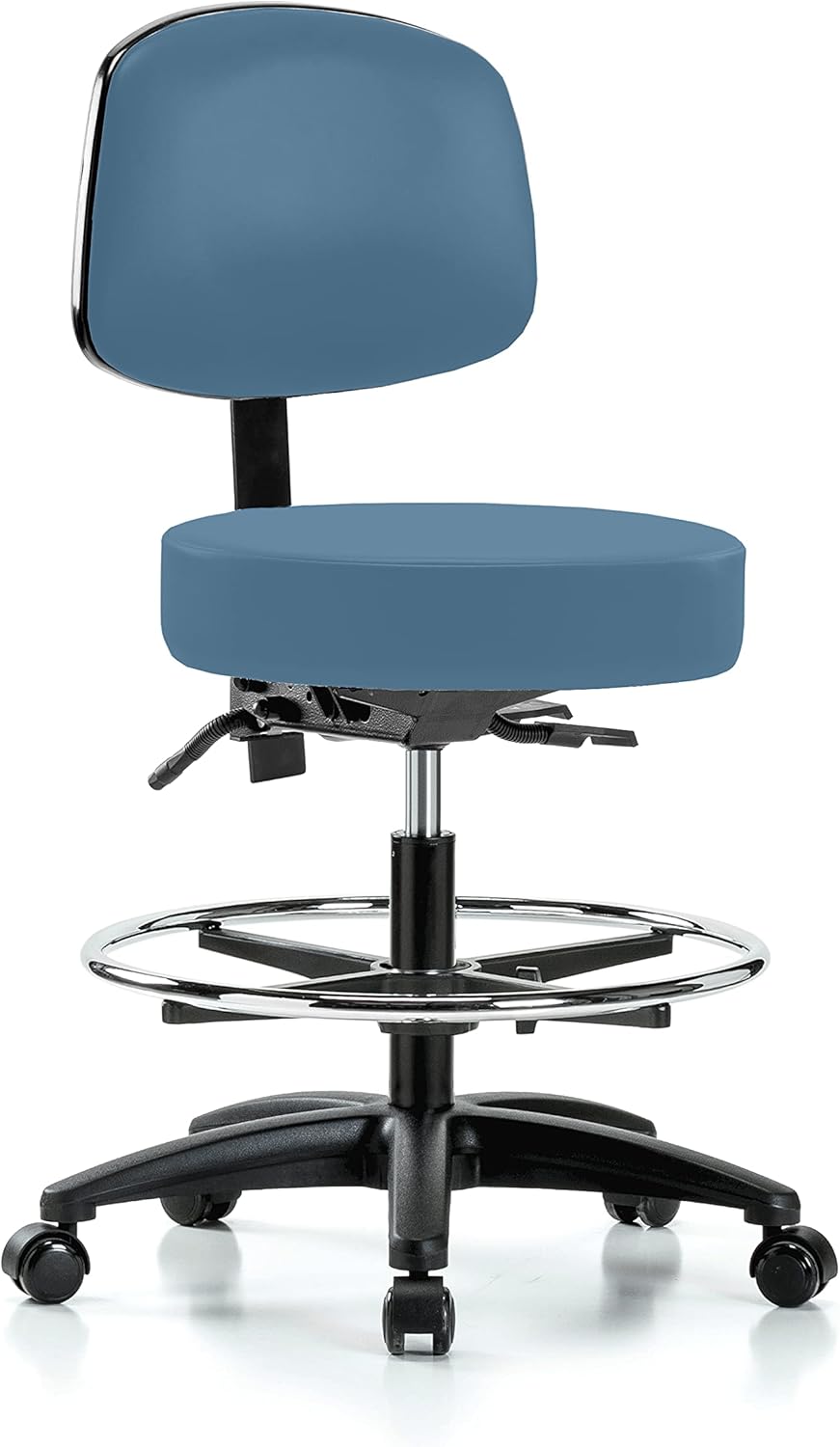 Black Vinyl Rolling Adjustable Doctor's Stool with Back A6989
