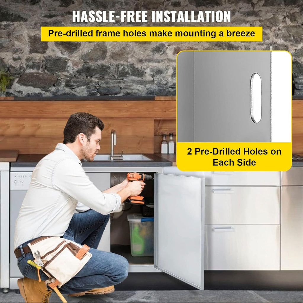 Double BBQ Access Door Stainless Steel with Recessed Handle X64909
