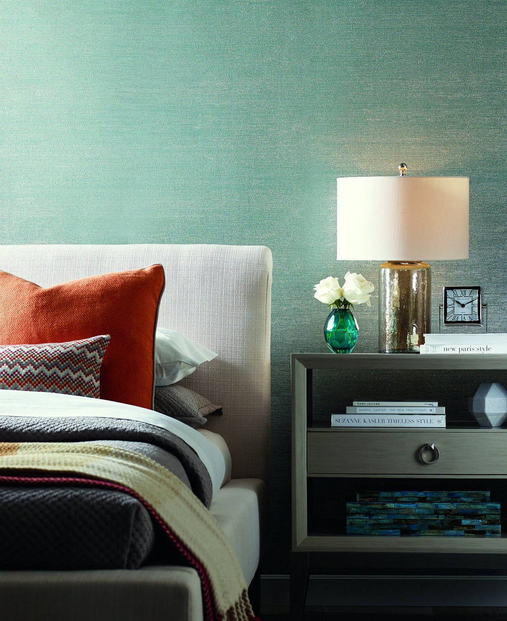 Blue Grasscloth Wallpaper J789548