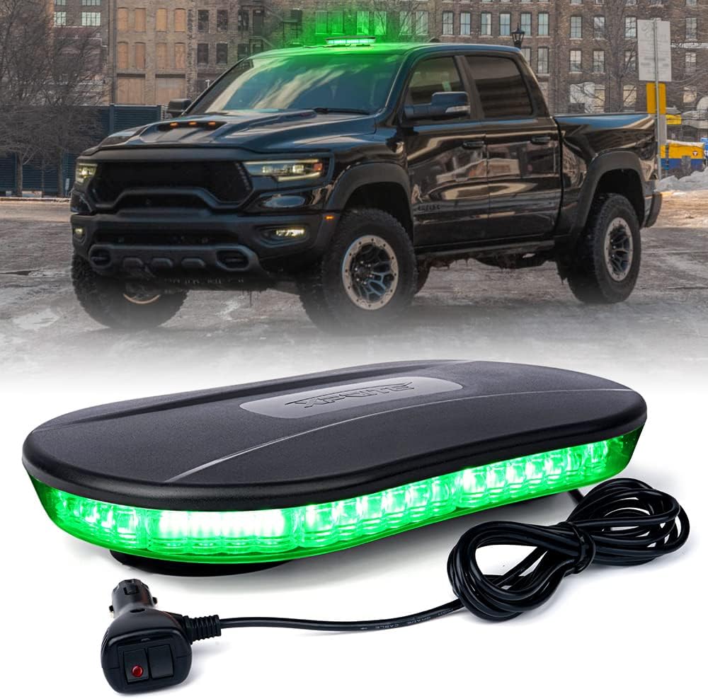 White Green LED Strobe Beacon Lights Bar Magnetic Base Pack of 2 H706604