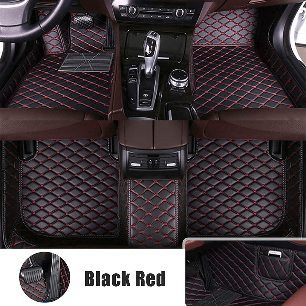 Brown Leather Car Floor Mats with Pocket V6807