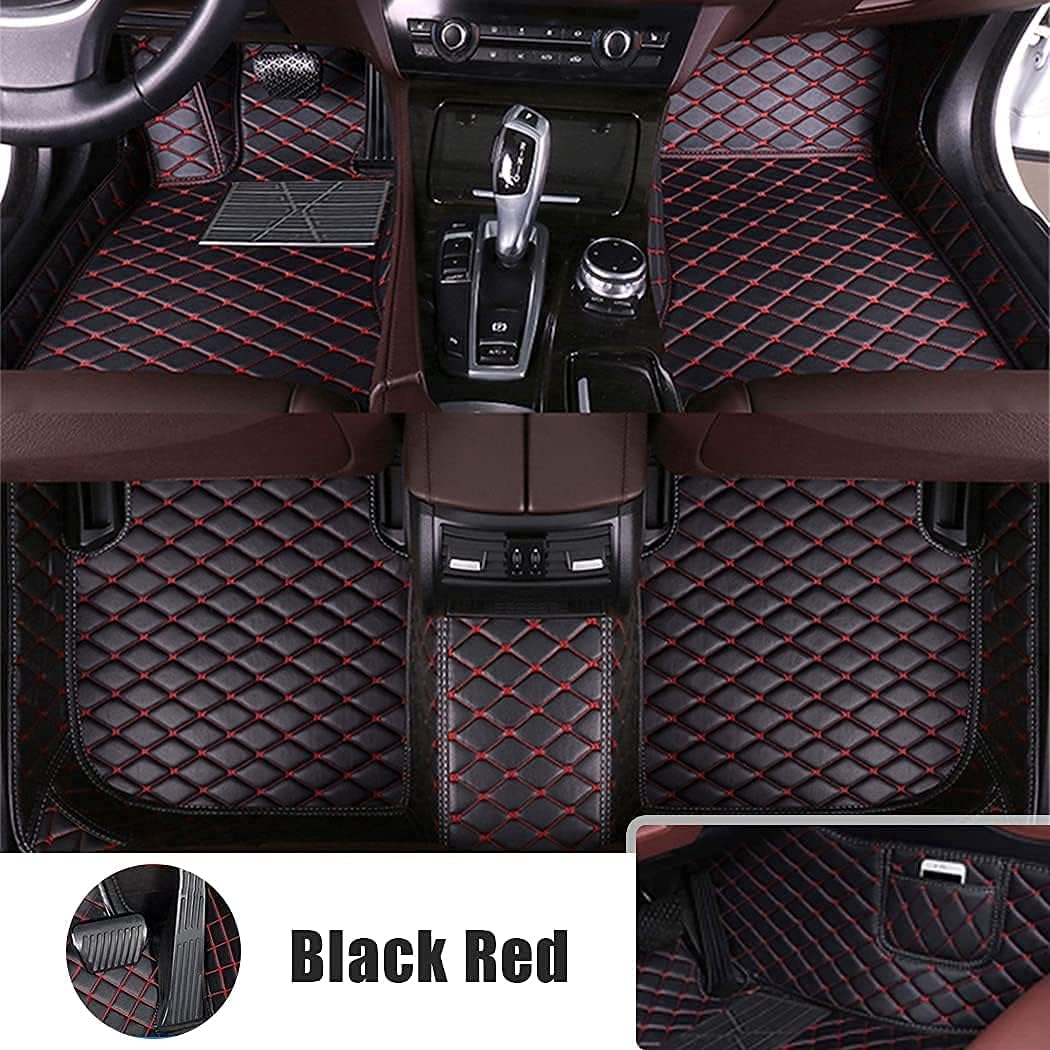 Brown Leather Car Floor Mats with Pocket V6807
