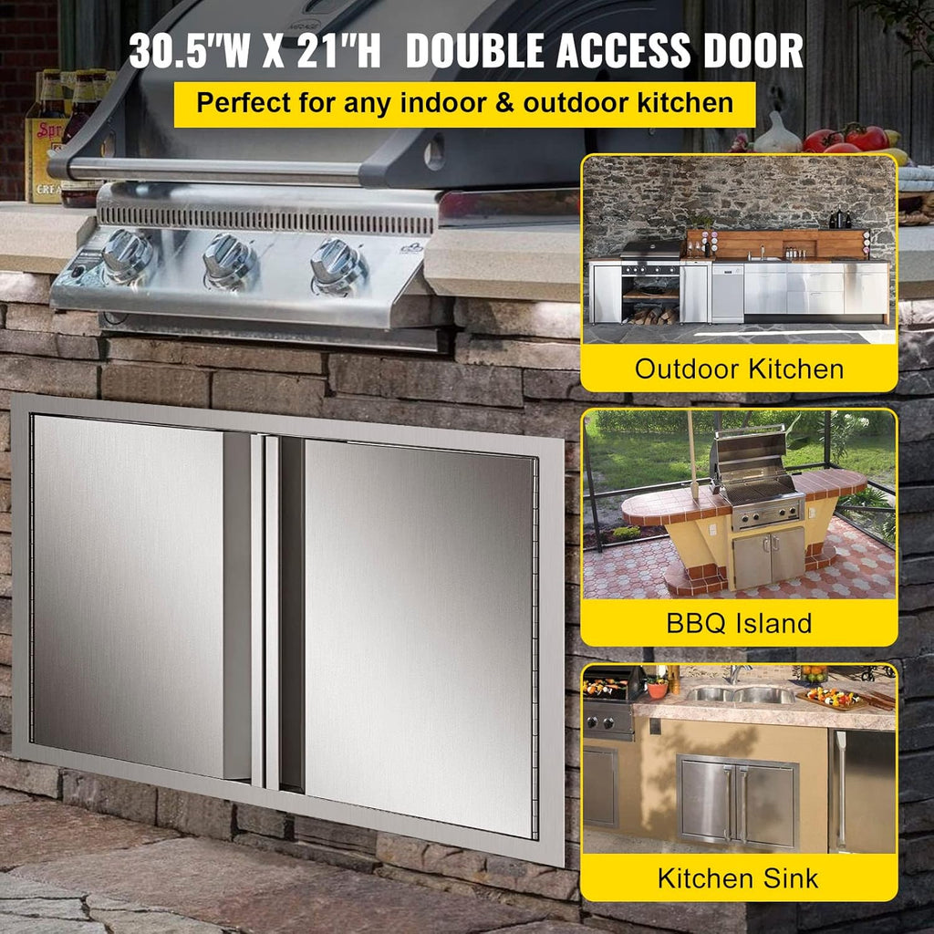 Double BBQ Access Door Stainless Steel with Recessed Handle X64909